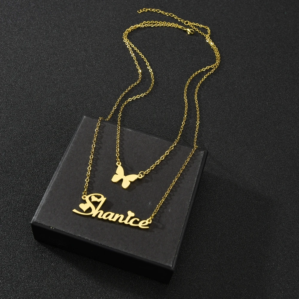 Goxijite Double Layer Name Necklace For 