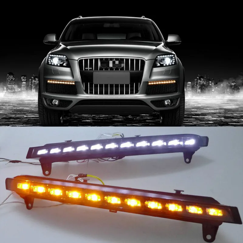 1 Set DRL For Audi Q7 2006 2007 2008 2009 Daylight Car LED DRL Daytime Running Lights Fog head Lamp cover