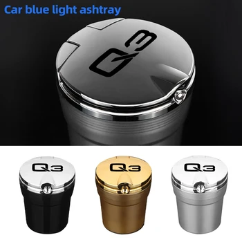 

With Led Lights car Logo Creative Personality ashtray Creative cigarette dustbin For Audi Q3 Q7 A6 A7 Q8 A4 D5 Auto Accessories