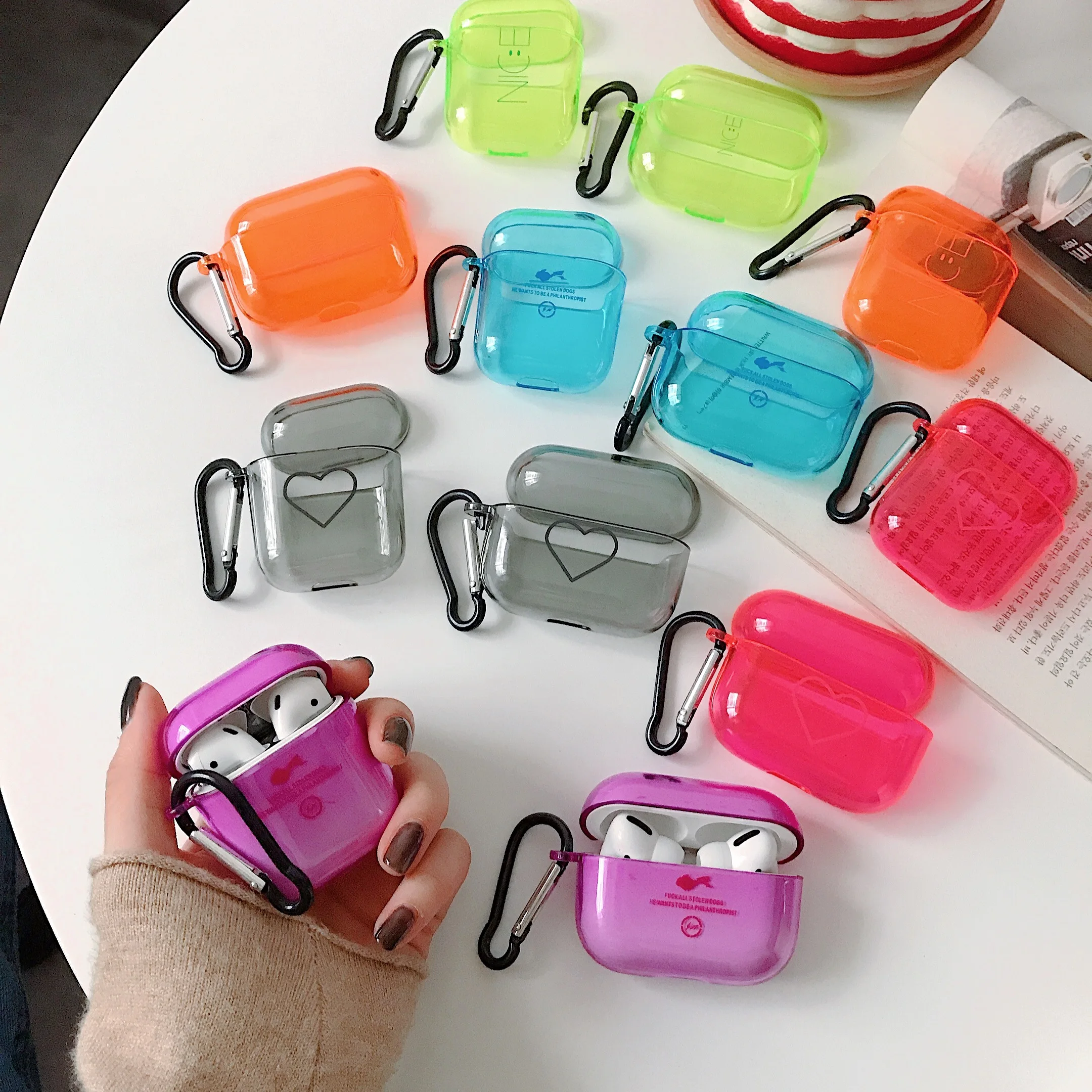 for Aipods 1 2 Pro 3 Cases Neon Candy Color Cute IMD Clear Earphone PC Hard Cover Airpods Air pods Transparent | Электроника