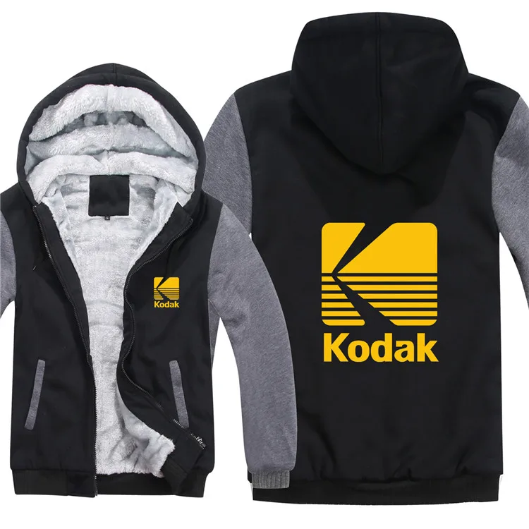 Зима Kodak толстовки мужские модные пальто шерсть подклад куртки утолщенные Kodak толстовки с капюшоном HS-069 - Цвет: as picture