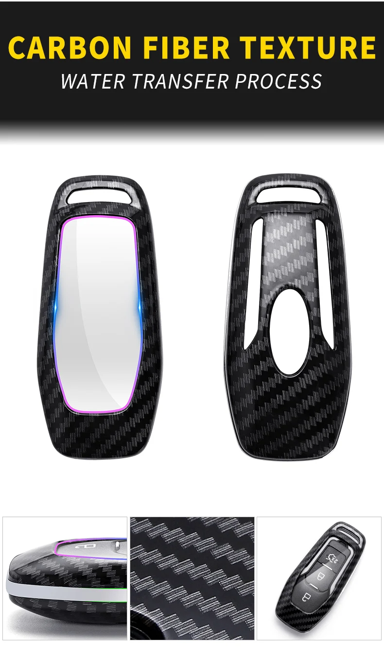 Carbon Fiber Car Smart Key Cover Case Fob Ford Fusion Mondeo Mustang F-150 Explorer Edge Protect Shell 2018 2021 Accessories - H7f286819893d4b51b4fe2ecc91cbaf60e