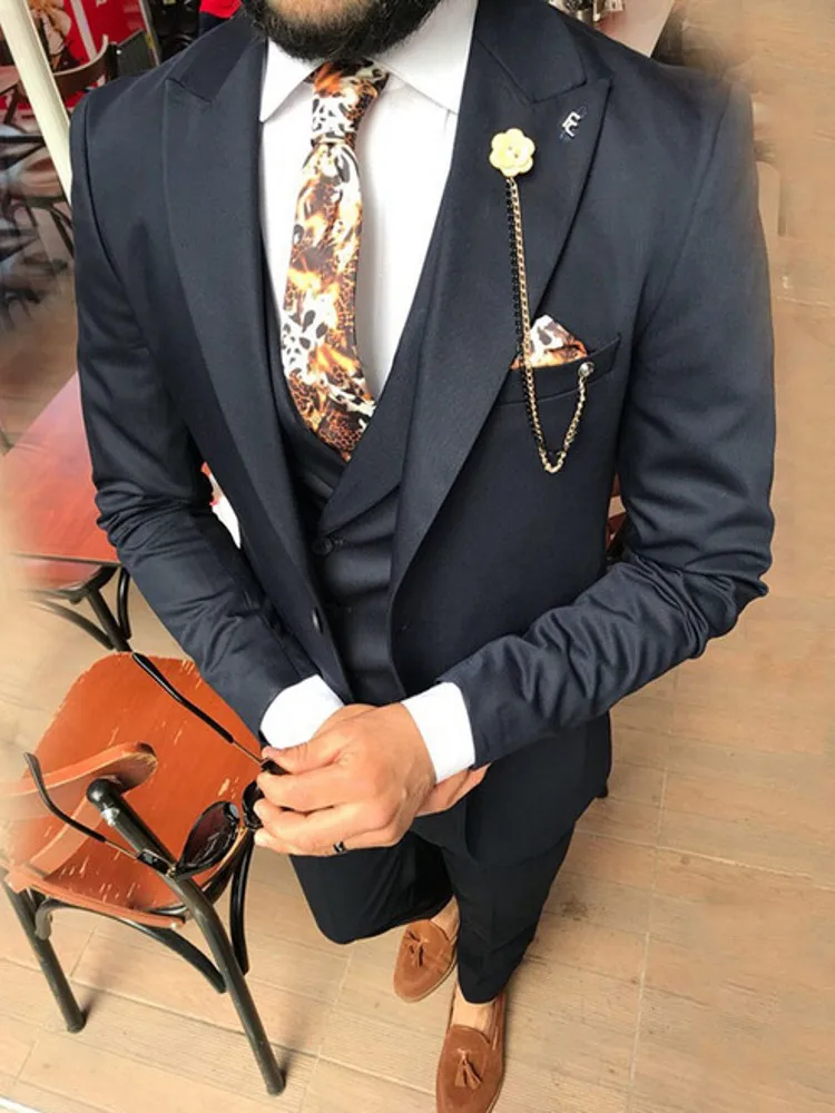 Same As Image Slim Fit черный Для мужчин костюмы Смарт Бизнес костюмы уличной моды Стиль Для мужчин Блейзер жениха костюм-смокинг для свадьбы, друга жениха, костюм Terno - Цвет: Same As Image