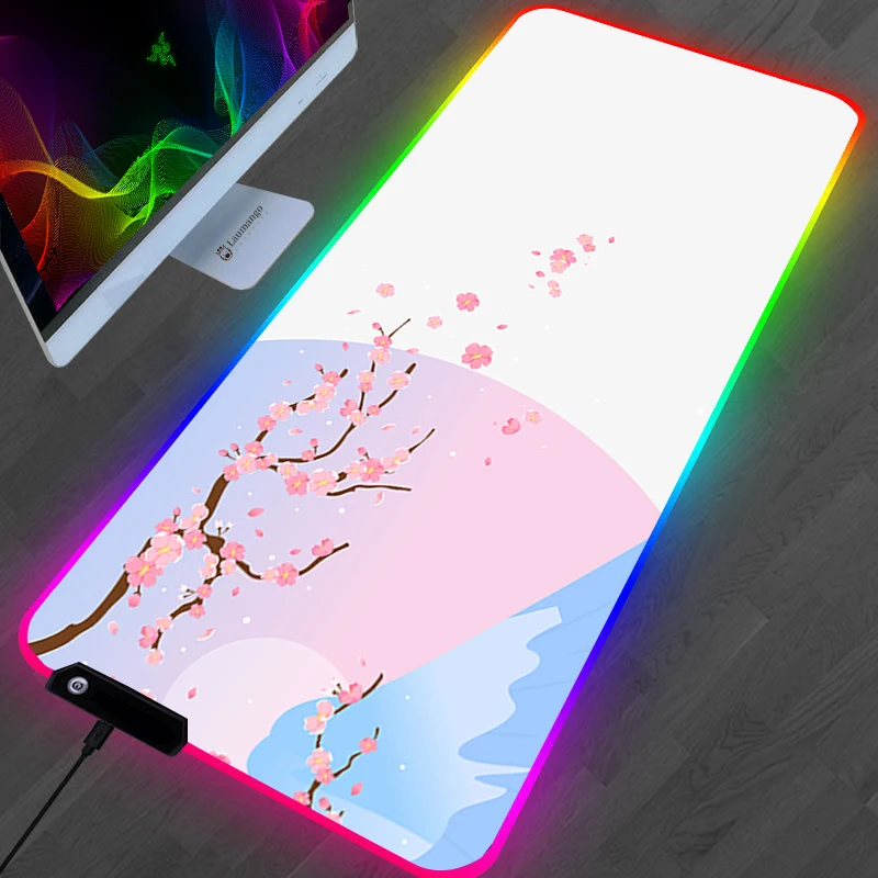 Коврик для мыши большая компьютерная клавиатура игровые аксессуары RGB цветущая