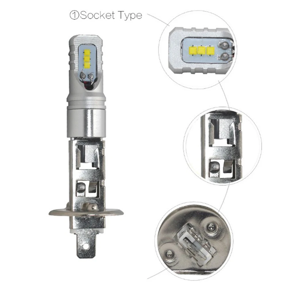 2PCS H1 160W 6500K LED High Power Car Headlight Bulbs Low Beam Fog Light Bulbs Super Bright Auto Running Bulbs