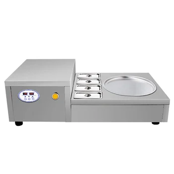 

Stainless Steel Fried Ice Cream Machine Freezer ice pan machine with defrost for Yummy Ice Cream Rolls Making