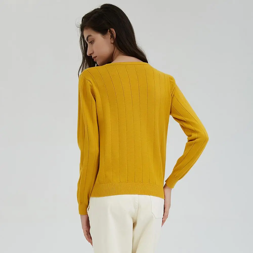 Tanie Wixra damski sweter kardigan V neck solidna luźna dzianina jednorzędowy Casual dziergany sweter żółty znosić kurtka jesienny