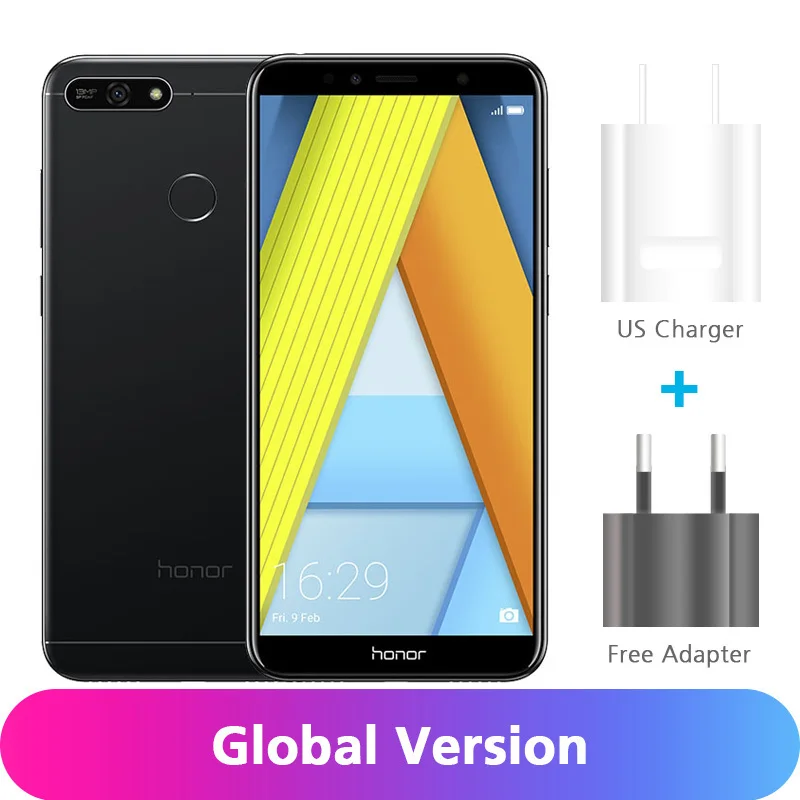 Глобальная версия Honor 7A 2 Гб 16 Гб Восьмиядерный мобильный телефон Snapdragon 430 5," 18:9 экран 13 МП камера отпечаток пальца ID - Цвет: Black