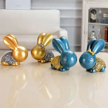

Resin Rabbit Style Desktop Ornament Creative Lucky Rabbit Home Accessories House Office Decorations Sculpture Decoration