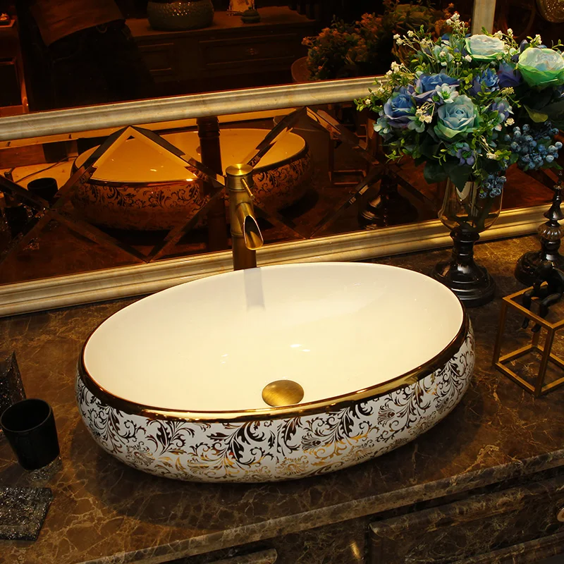 

Oval Bathroom ceramic sinks china wash basin Ceramic Counter Top ceramic Wash Basin Bathroom Sinks