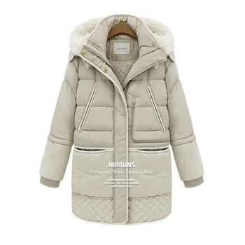 

2019 autumn and winter down jacket female new jacket female long section jacket female wool lamb coat female