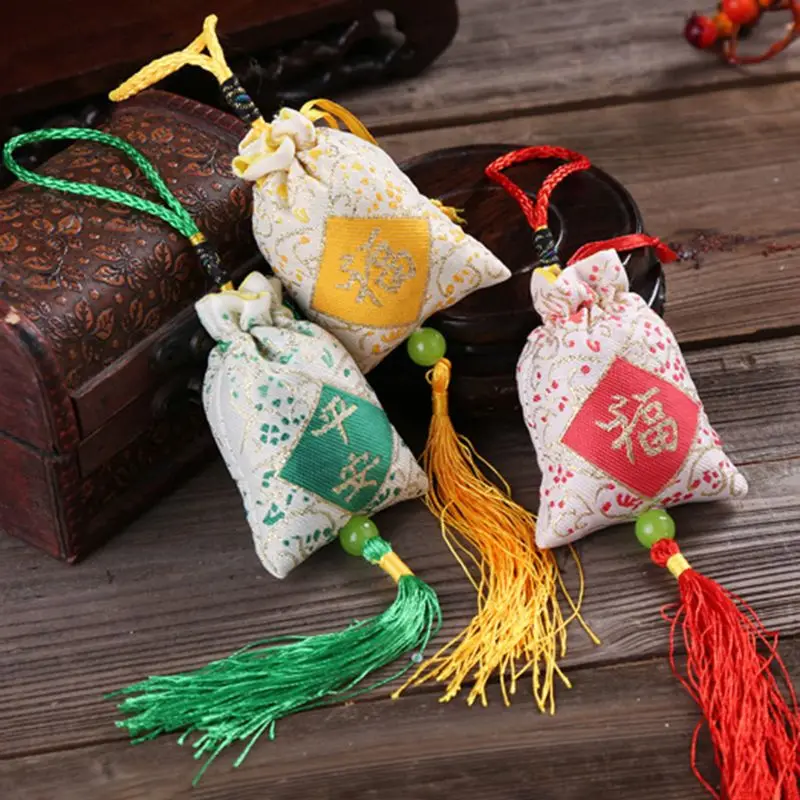 Автомобиль Висячие лаванды Саше сумка Традиционный китайский народный искусство напечатанное слово кисточки медицина специй аромат
