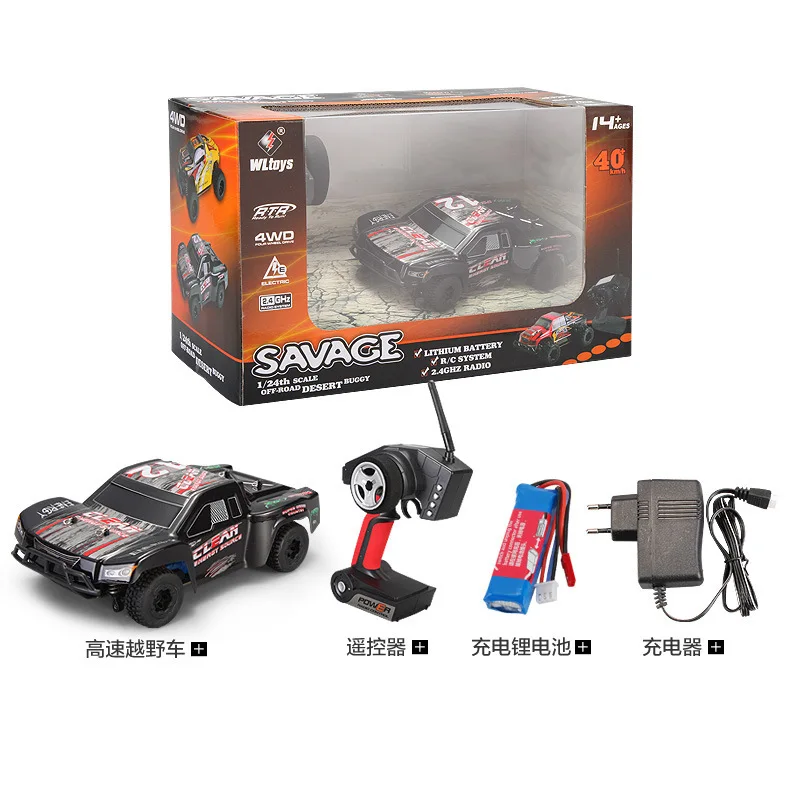 

Weili A232 Four-Wheel Drive Remote Control High-Speed Car 1: 24 2.4G Remote Control Desert Off-road Drift Short Truck Toy