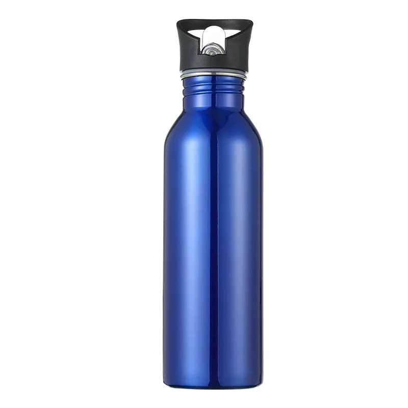 1 шт одна стена 750 мл Высокая емкость нержавеющая сталь Велоспорт Кемпинг бутылка для воды для спорта на открытом воздухе логотип на заказ - Цвет: 2 blue