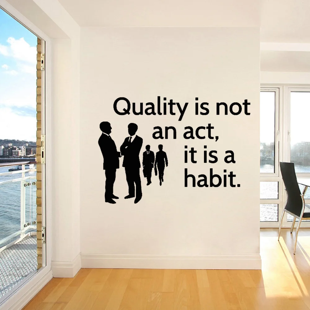 

Office Inspiration Quote Wall Sticker Quality is not an act It is a habit Lettering Words Vinyl Wall Decal Colleague Dйcor
