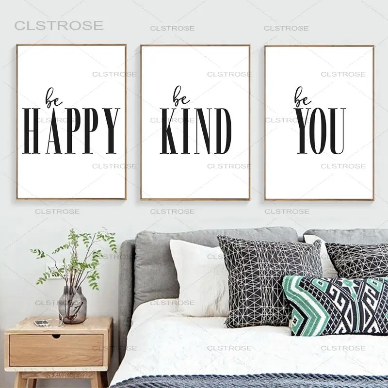 

Be Happy Be Kind Be You Canvas Posters and Prints Modern Minimalism Typography Wall Art Canvas Painting Picture Home Wall Decor