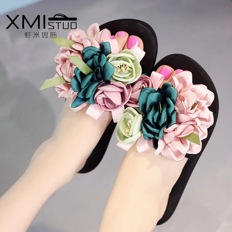

Slipper Women's Summer Outer Wear Flat Sandals Flower Seaside Holiday Slippers Women's Large Size Sandals