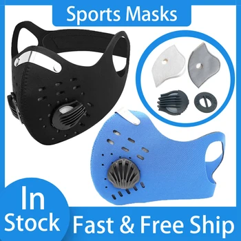 

Black/Blue Cycling Mask Anti-Pollution Filter Sports Mask PM 2.5 Activated Carbon Breathing Valve MTB Mask With Soft Filters