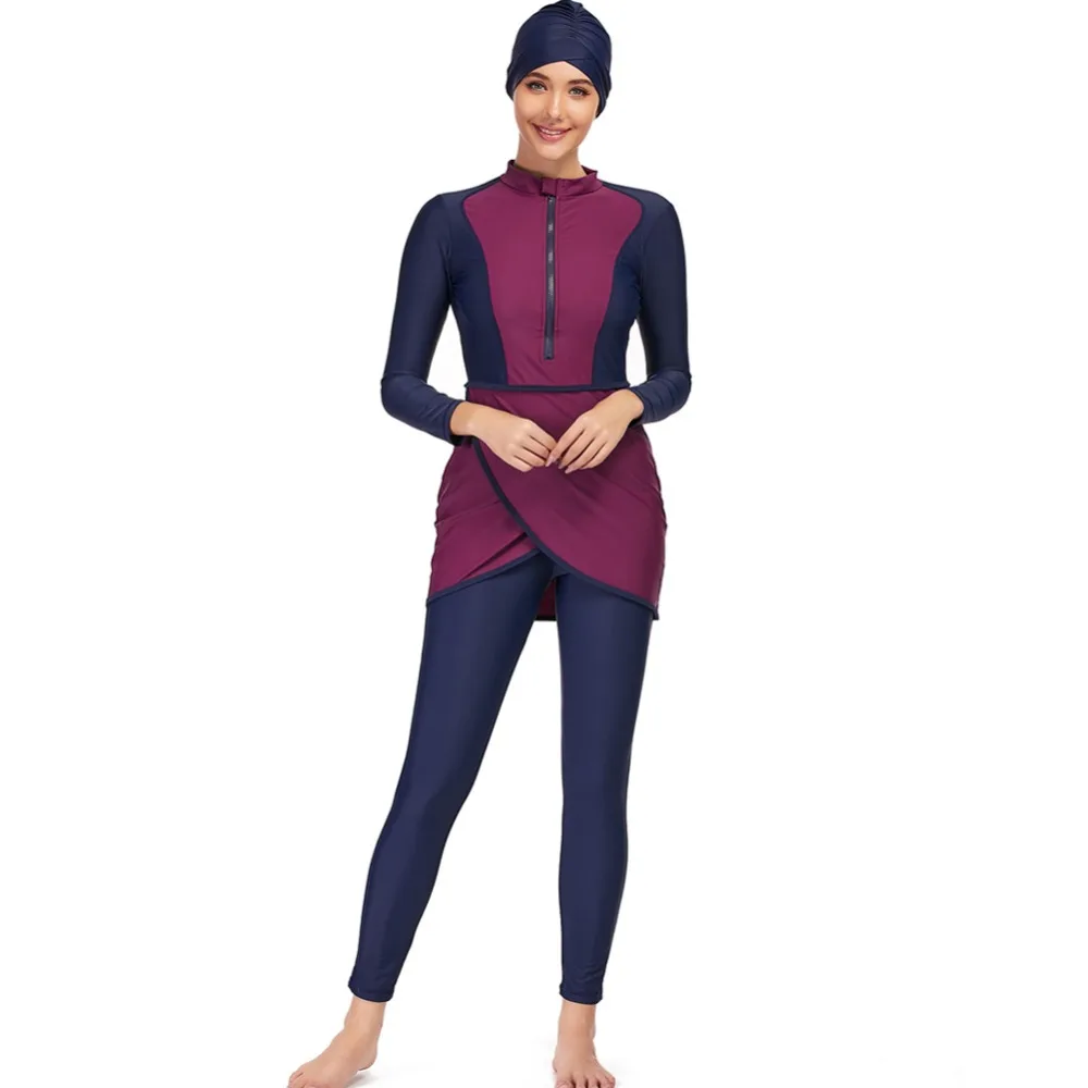 YONGSEN 2022 Women Plus Size Muslim Swimsuit Burkini Modest Clothing Islamic Long Sleeves Muslimah Hijab Full Cover Swimwears