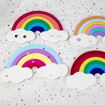 

1pcs Nordic Kids Nursery Handmade Wooden Rainbow Cloud Hanging Decor Children Baby Room Hanging Wall Decor for Baby Bed Bumper