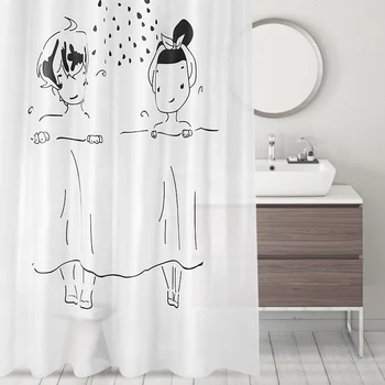 

Cartoon Waterproof Shower Curtains Mildew Shower Curtain Toilet Partition Curtain Bathroom Curtain with Hooks