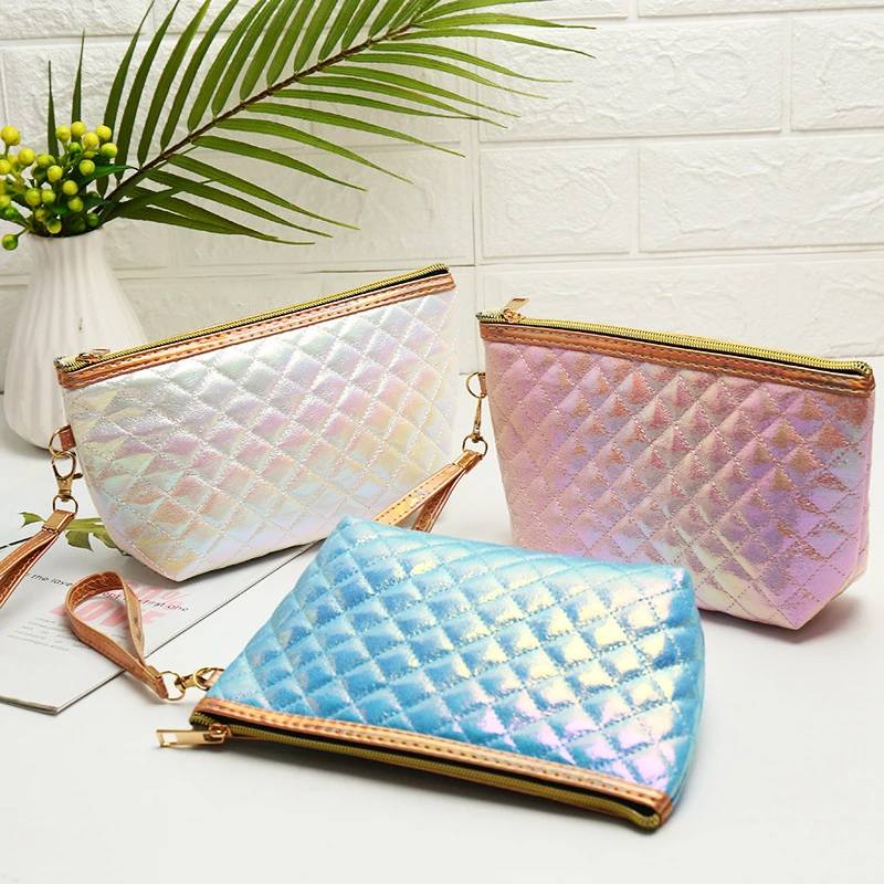 

Fashion Laser Lingge Makeup Bag Function Organizer Cosmetic Travel Storage Portable Beauty Wash Women Girl Waterproof Zipper Box