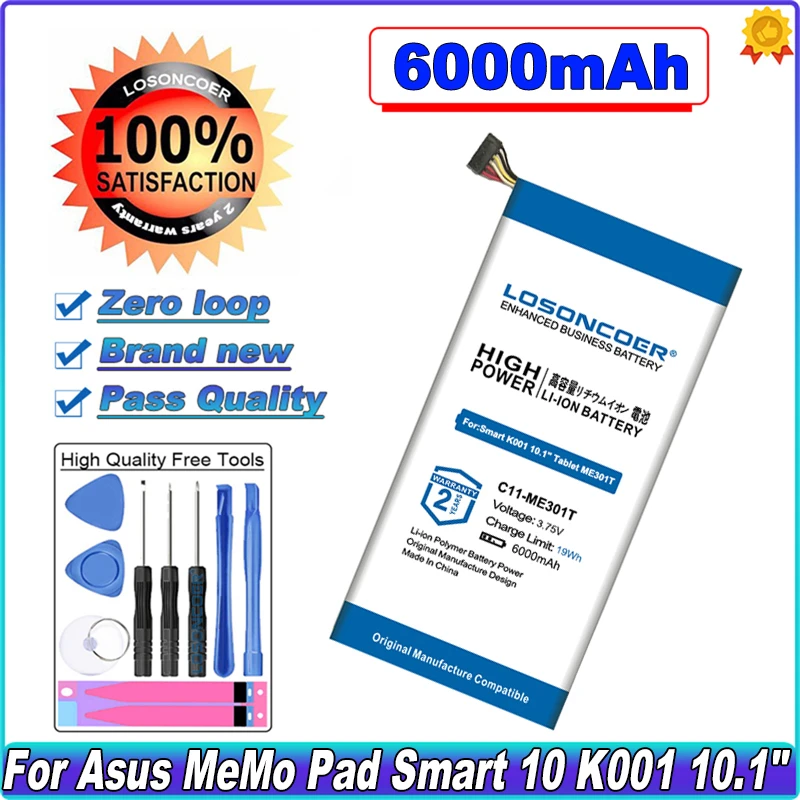 

C11-ME301T 6000mAh Battery For Asus MeMo Pad Smart 10 K001 10.1" Tablet ME301T 16GB 110-0329H P11GY2-01-F01TS ME3PY23 ME301T-A1