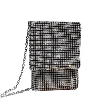 

2019 New Korean Version of Cute Small Fresh Female Bag Mini Water Drill Bag Mobile Phone Bag One Shoulder Slant Bag