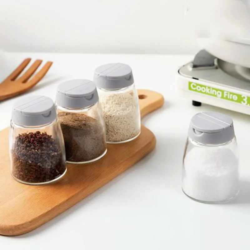 4PCS 4 шт банка для соуса набор соли MSG коробки для специй Соус заправка соля коробка Кухня Бытовая стеклянная покрытая бутылка для дозировки LB820111 - Цвет: 4PCS