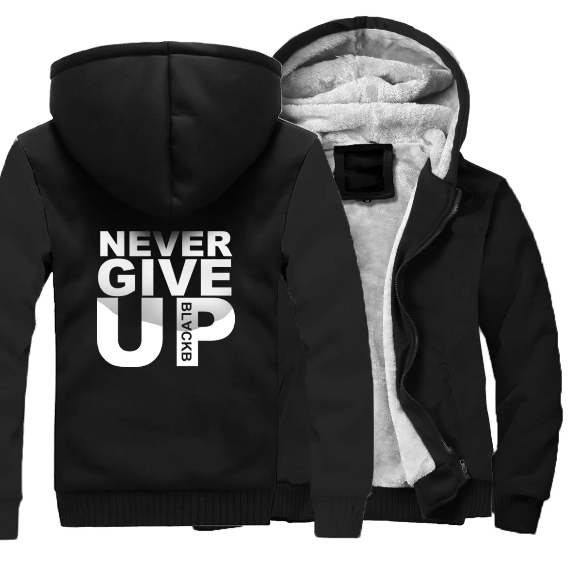 NEVER GIVE UP Мужские толстовки с буквенным принтом горячая Распродажа зимняя мужская спортивная одежда уличная куртка спортивный костюм в стиле хип-хоп Мужская верхняя одежда
