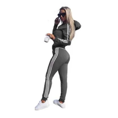 Women Set Top and Pants Women's Wear New Sports Suit 2piece - Цвет: grey