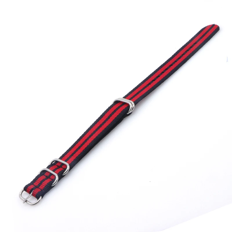 Black Red Устойчивая Лента 18 мм 20 мм 22 мм 24 мм нейлоновый ремешок для часов ремень NATO Zulu ремешок пряжка кольцо - Цвет ремешка: Black Red
