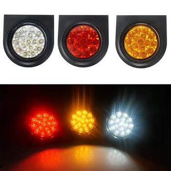 

16 LED Tail Lights Waterproof DC12/24V Truck Trailer with Steel Brackets Round Stop/Turn Signal /Reverse Brake Running Lamp