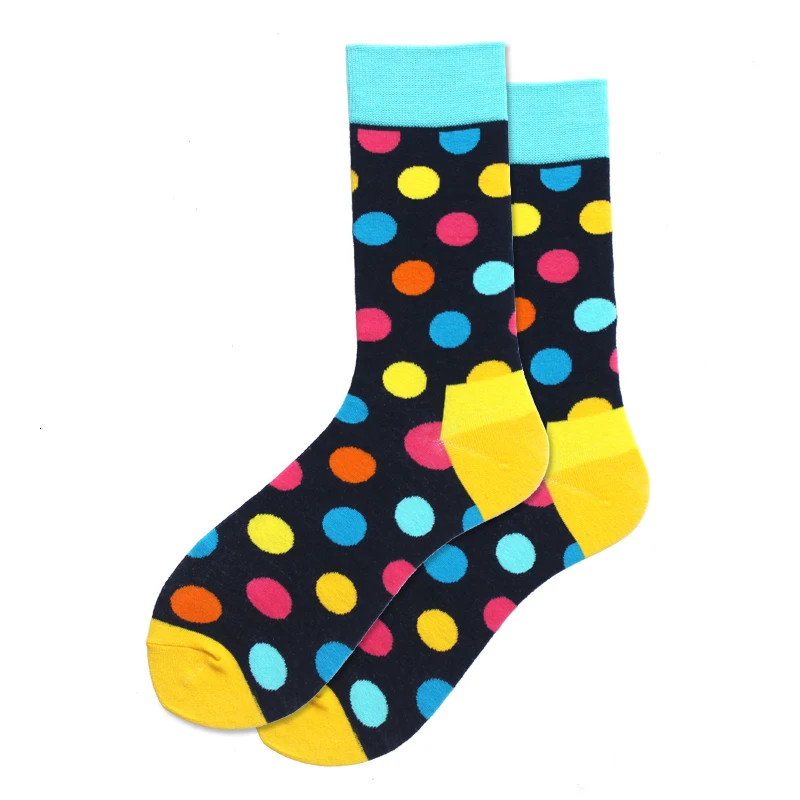 PEONFLY классические цветные носки с геометрическим принтом Мужские Винтажные клетчатые полосатые носки из чёсаного хлопка для бизнеса Harajuku Calcetines Hombre - Цвет: 18