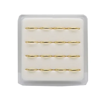 

16pcs S925 sterling silver nose ring hoop nose studs tube body piercing jewelry Gold color