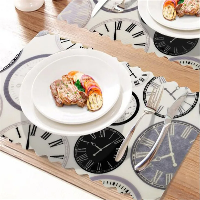 Simple style tablecloth PVC Japanese-style isolation rectangular mat waterproof and oil-proof tableware mat 4 pieces/set