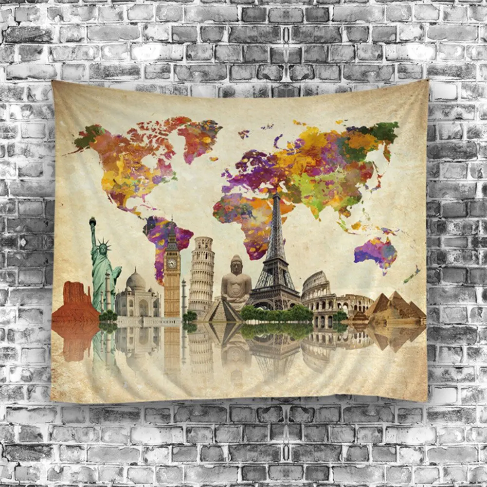 

Psychedelic Natural Mandala Style World Map Hanging Wall Tapestries