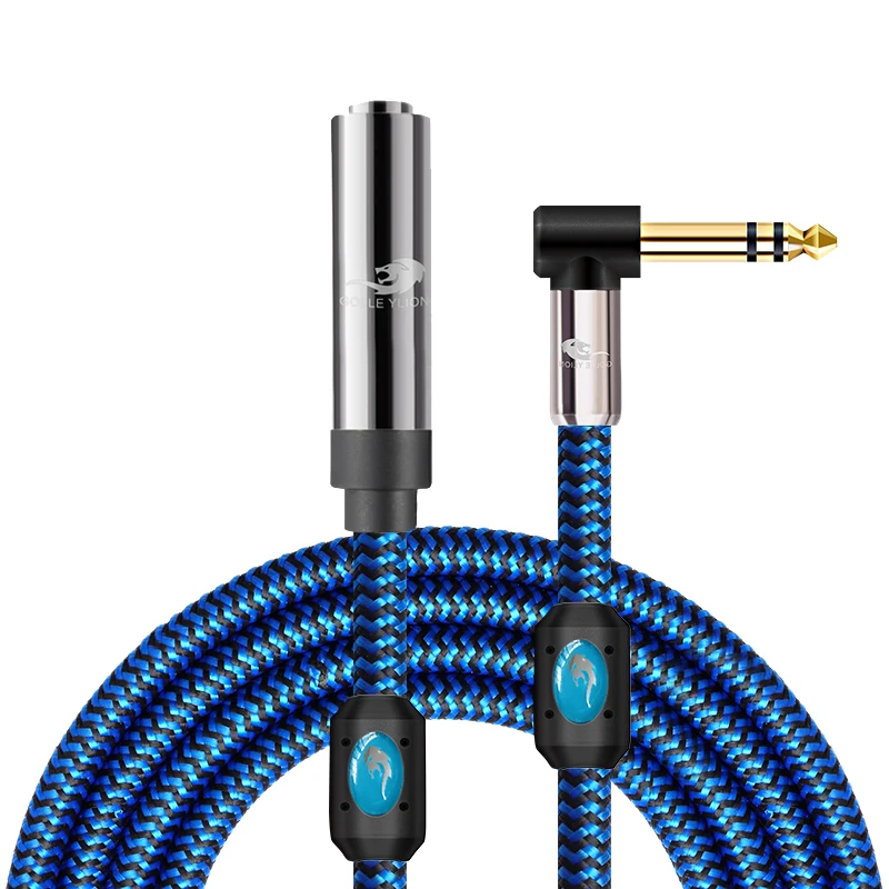 Stereo 6 35mm Extension Cable Angled TRS Jack 1 4 Male to Female for Monitor Headphone Premium OFC Audio Cable 1M 2M 3M 5M 8M