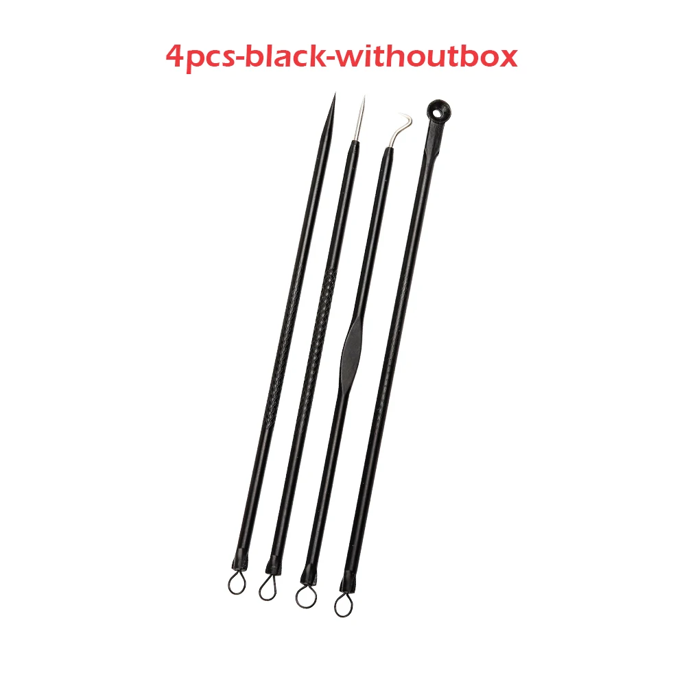 4/7/8pcs/lot Acne Removal Needle Blackhead Blemish Removers Needle For Face Care Facial Cleansing Blackhead Extraction Tool Set - Цвет: 4pcs black nobox