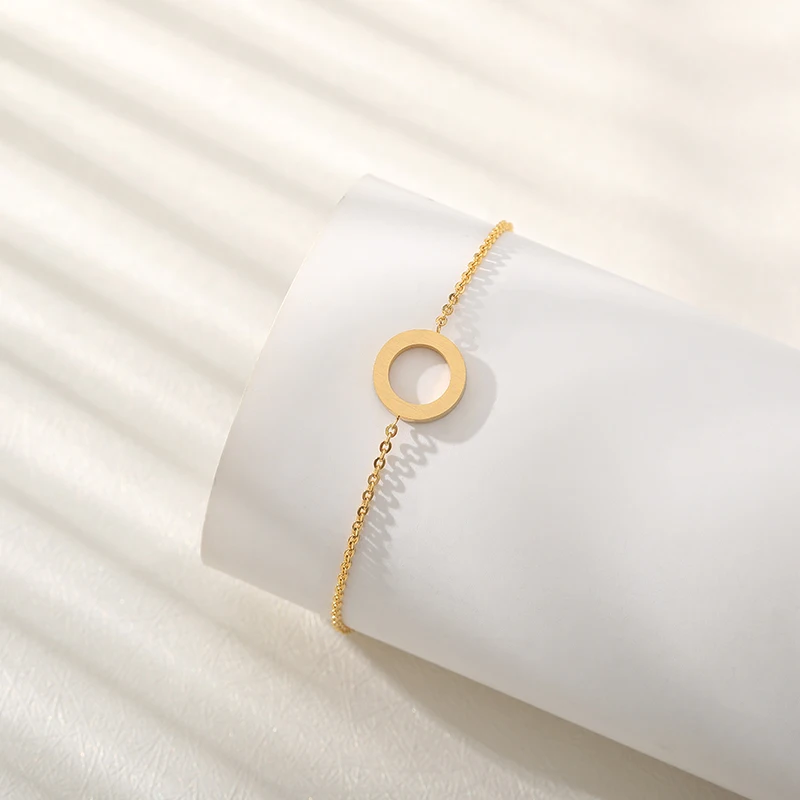 Полые круглые браслеты для женщин, золотой браслет-цепочка из нержавеющей стали, подарки на день рождения для женщин, pulseras mujer moda