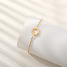 Полые круглые браслеты для женщин, золотой браслет-цепочка из нержавеющей стали, подарки на день рождения для женщин, pulseras mujer moda