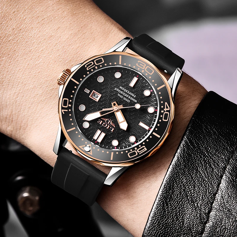 LIGE Quatrz Man Wristwatch SCasual port Men's Watch Top Brand Luxury Waterproof Silicone Clocks Male Relogio Masculino Hot Sale