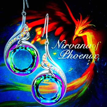 

Code E626 2020 Carved pendant earrings Rebirth pendant of Phoenix Nirvana new high-quality European and American foreign trade
