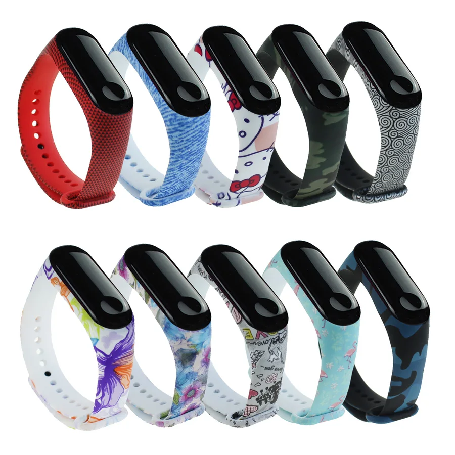 

Camouflage Bracelet for Xiaomi Mi Band 4 Strap Silicone printing flowers strap miband 3 accessories for xiaomi miband 4 band