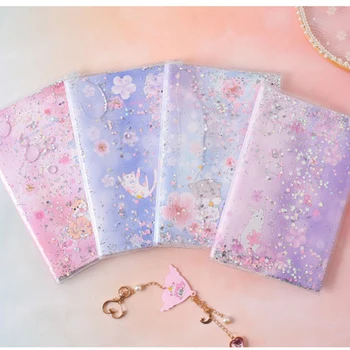

82 Sheets Cute Sequins Notebook Agenda Planners Kawaii Animal Cherry blossoms Quicksand Notepad Girl Gift Journal Notebook