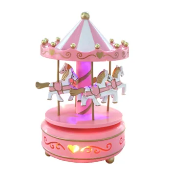 

Merry Go Round Christmas Music Box Carousel horse musical boxes hand crank musicbox happy birthday gift for girlfriend II50YYH
