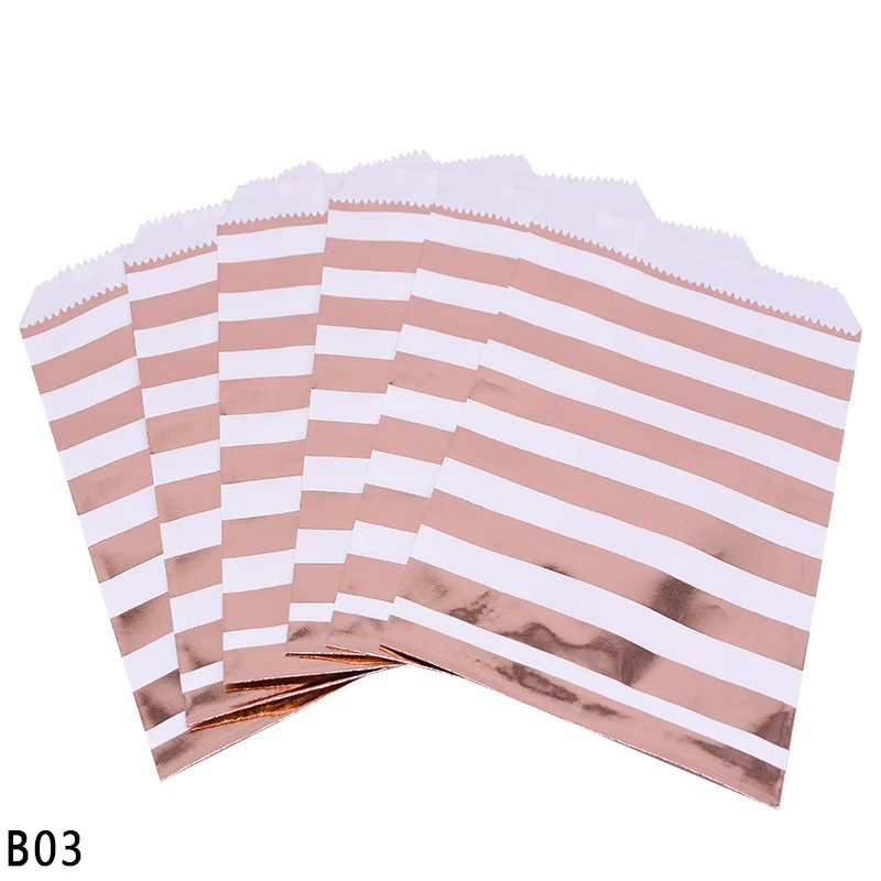 25pcs A03 25 шт. розовое золото крафт бумажный мешок горошек волна полоса конфеты хлебобулочные изделия сумки для DIY свадьбы День рождения подарок упаковка Deco питания - Цвет: 25pcs A03