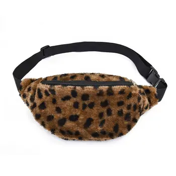 

New plush fanny pack fashion leopard women's waist bag casual heuptas travel chest bag