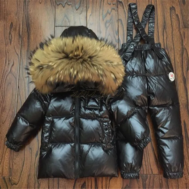 

Kids Winter Down Clothing Set Children Ski Jackets And Pants Overalls For Baby Boys Girls Outerwear Coat Toddler Snowsuit TX007
