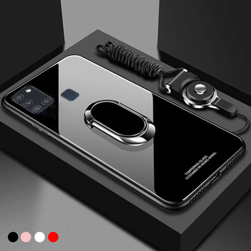 Чехол для Samsunng A21s чехол из закаленного стекла с магнитным кольцом держателем